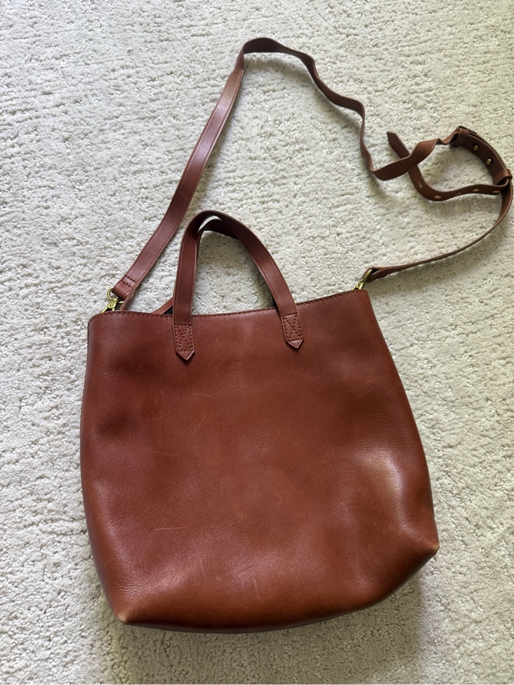 Madewell Brown Leather Medium Tote Bag with Adjustable Strap